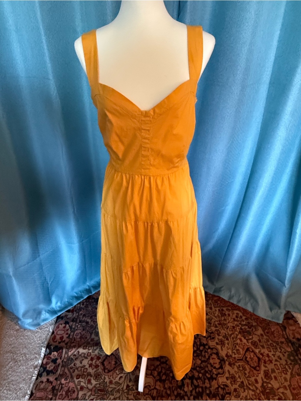 Marigold Yellow Sleeveless Tiered Cotton Maxi Dress